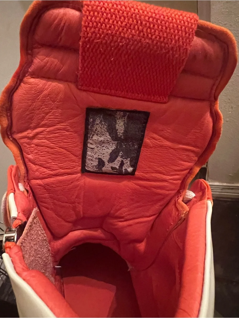Rick Owens Orange and White High-Top Sneakers